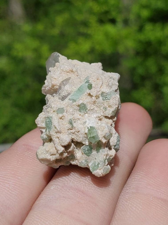 Blue green Tourmaline W Clear Quartz in Matrix From Pakistan