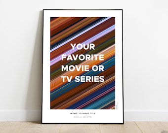 Custom Movie or TV Series Poster, Personalized Film Color Palette Art, Custom Movie Barcode Print, Unique Gift, Physical Wall Decor