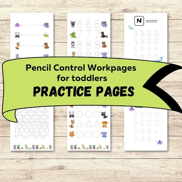 Pencil Control printable pages for toddlers: Learn pencil control and practice writing letters, numbers, lines, and shapes for kids Ages 3+