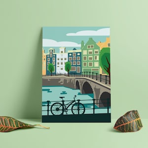 European Cities - AMSTERDAM Places and Landmarks Vector Print Illustrations A4 / A5