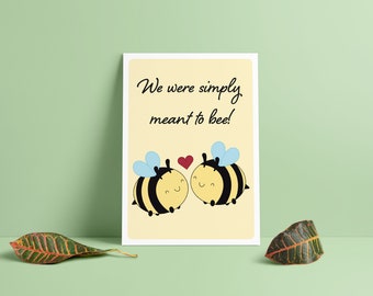 We Were Simply Meant To Bee A6 Humorous Valentine's Day Cute Cartoon Pun Greeting Cards FREE SHIPPING*