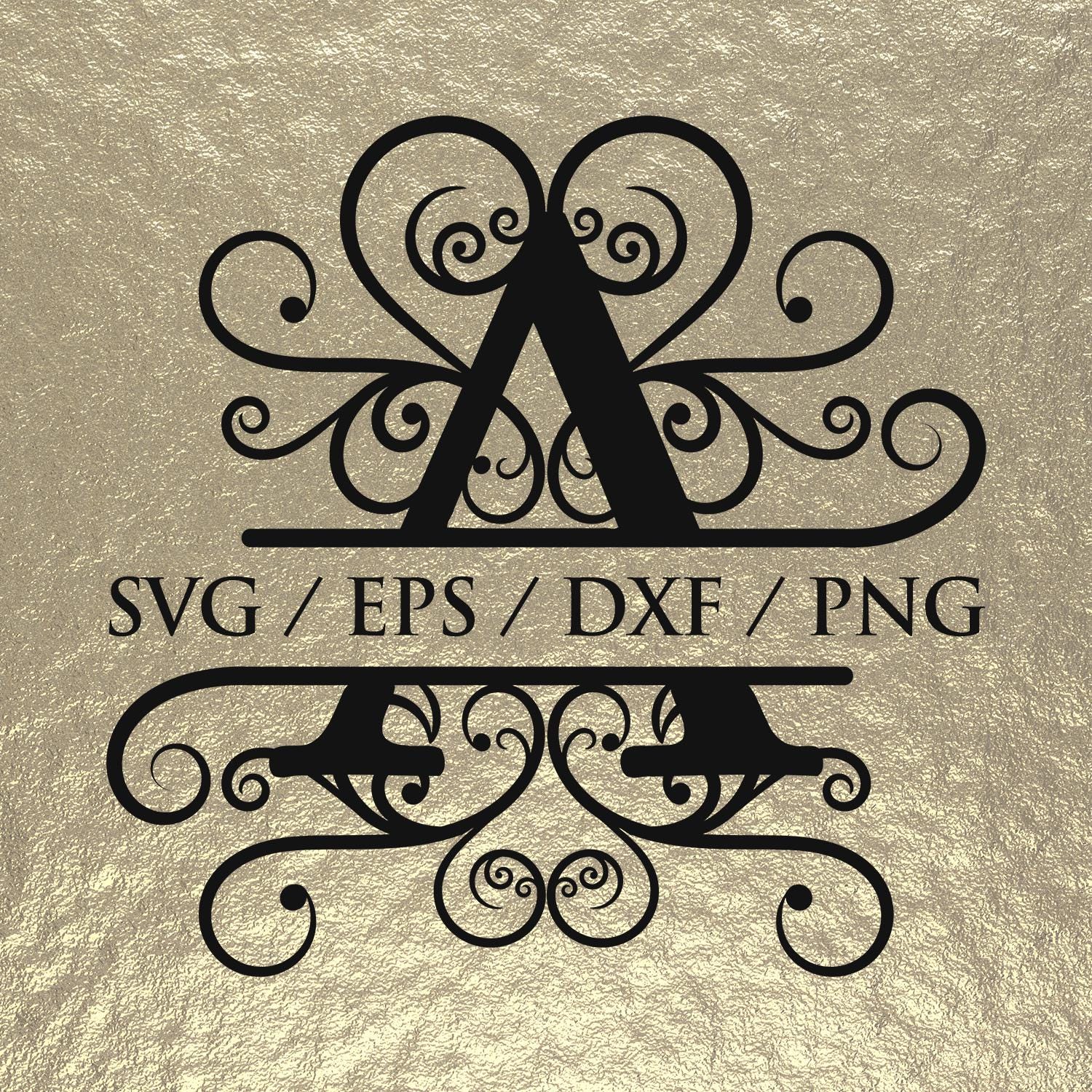 Split Monogram Svg Bundle, Alphabet Letters A - Z, Split Monogram Font ...