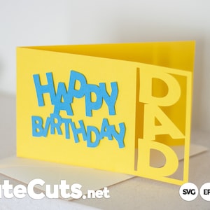 Alles Gute zum Geburtstag Papa Karte Svg, Projekt Vorlage, Dxf, Eps, geschnittene Datei, Cutfile für Cricut oder Silhouette DIGITAL DOWNLOAD