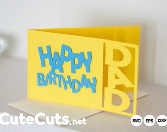 Happy birthday dad card svg, project template, dxf, eps, cut file, cutfile for cricut or silhouette DIGITAL DOWNLOAD