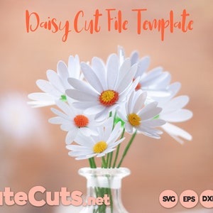 Modèle de fleur de papier Daisy, cutfile svg pour les machines de coupe Cricut ou dxf Silhouette, carte 3D, guide de coupe à main imprimable DIGITAL DOWNLOAD