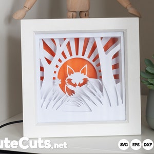 Fox lightbox svg, shadow box, svg, png, dxf, eps, cutfiles, cricut, silhouette, template, animal, laser cutting, cut files  DIGITAL DOWNLOAD