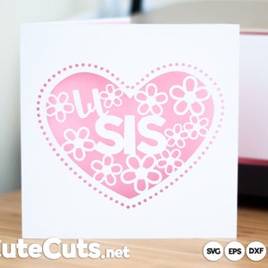 Tarjeta hermana pequeña svg, cumpleaños, lil sis, regalo, plantilla de proyecto, dxf, eps, archivo de corte, cutfile para cricut o silueta DIGITAL DESCARGAR