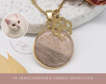 Collier avec pendentif en fourrure animale noir, rose ou blanc | Collier avec poils d'animaux | Bijoux commémoratifs avec fourrure d'animal