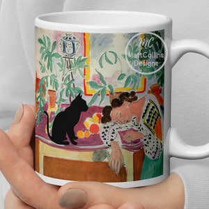 Henri Matisse Mug Matisse Cat Mug Henri Matisse Print Matisse Art Mug Black Cat Art, Funny Gift, Fine Art, Funny Cat Mug, Modern Art