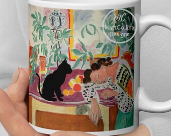 Tazza Henri Matisse Tazza Gatto Matisse Stampa Henri Matisse Tazza artistica Matisse Arte gatto nero, regalo divertente, belle arti, tazza gatto divertente, arte moderna