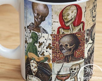 Medieval Skeletons Mug Gothic Skeleton Mug Funny Medieval Skeleton Medieval Marginalia Mug Illuminated Manuscript History Gift Halloween Mug
