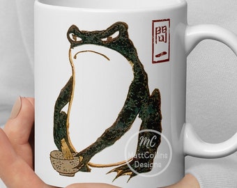 Matsumoto Hoji Mug Frog Mug Toad Wabi Sabi Cottagecore/Goblincore Mug Sad Frog Grumpy Frog Gift Fine Art