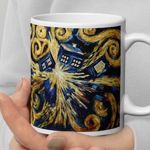 Doctor Who Mug Exploding Tardis Mug Van Gogh Starry Night Mug Ideal Gift Mug/Cup Inspired Mashup - Whovians Fandom Gift Exploding Police Box