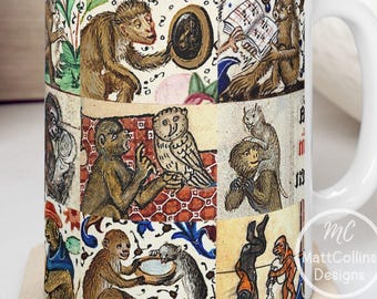 Medieval Monkeys Mug Weird Monkeys Art Monkeys Gift Medieval Mug Marginalia Mug Historical Mug Quirky Gift