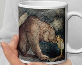 Fairy Tale Mug Custom Mug John Bauer Kissed The Bear On The Nose 1907 Antique Graphics Fairy Tales Legend Coffee Tasse Fine Art