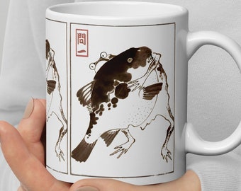 Matsumoto Hoji Mug Frog Mug Frog and Fish Toad Mug Toad Wabi Sabi Cottagecore/Goblincore  Mug Antique/Vintage Frog Gift Fine Art