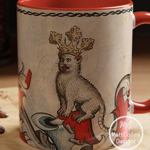 Weird Medieval Cat Mug Medieval Cats Gift Medieval Mug/ Cup Medieval Marginalia Mug Medieval Art Blep Cat Gift for a History Enthusiast