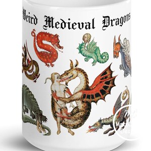 Dragon Mug Medieval Dragons Mug Medieval Bestiary Medieval Art Historical Cup Fantasy Mug Dragons Lovers Gift Dragon Gift Marginalia Art
