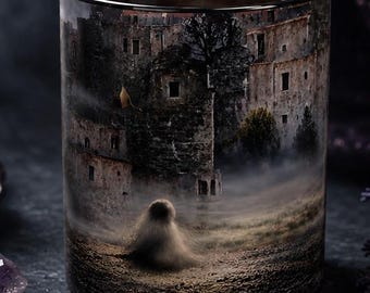 The Ghost Beyond the Mist, Dark Soul Gift, Surreal Fantasy Art, Dark Academia Mug, Mystical Gothic Gift, Haunted Castle Cup Ghost Lover Gift