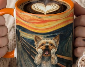 Yorkie Mug The Scream Dog Cup The Scream Parody Mug Munch Parody Mug Funny Yorkie Art Cup Dog Parody Art Yorkie Lover Mug Yorkie Mom Gift
