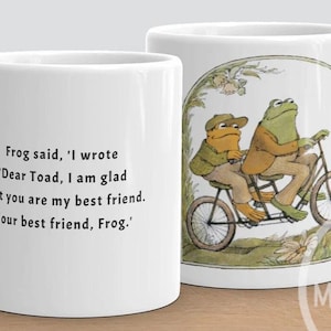 Frog Mug Toad Mug Bicycle Mug Quotes from Story Book Arnold Lobel Frogs on a Bike Fairy Mug Fairycore/Goblincore Mug Cottagecore Mug/Cup