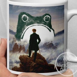 Matsumoto Hoji Mug Frog Mug Toad Wabi Sabi Cottagecore/Goblincore Mug Caspar David Friedrich Wanderer Above the Sea of Fog Sad Frog