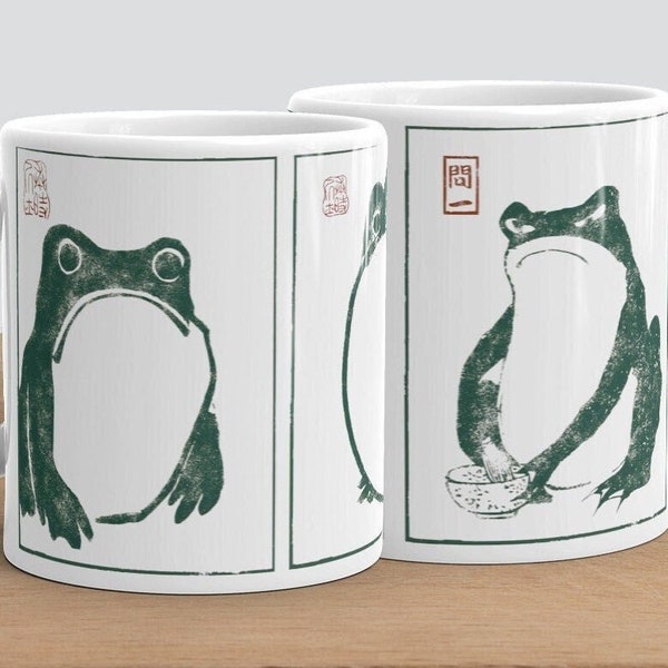 Matsumoto Hoji Mug Frog Mug Toad Wabi Sabi Cottagecore/Goblincore Mug Sad Frog Grumpy Frog Gift Fine Art