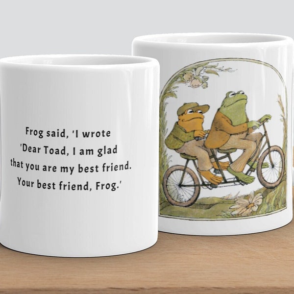 Frog Mug Toad Mug Bicycle Mug Quotes from Story Book Arnold Lobel Frogs on a Bike Fairy Mug Fairycore/Goblincore Mug Cottagecore Mug/Cup