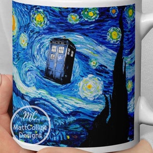 Doctor Who Mug Exploding Tardis Mug Van Gogh Starry Night Mug Ideal Gift Mug/Cup Inspired Mashup - Whovians Fandom Gift