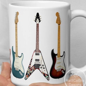 Guitar Mug Jimi Hendrix Mug Famous Fender Stratocasters Fender Guitars Mug Electric Guitar Jimi Hendrix Stratocaster Mug