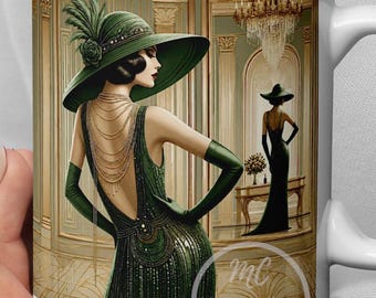 1920s Art Deco Coffee Mug Art Deco Woman Mug Elegant Art Nouveau Mug Maximalist Art Noveau Cup Glamorous Retro Woman Design Art Deco Print
