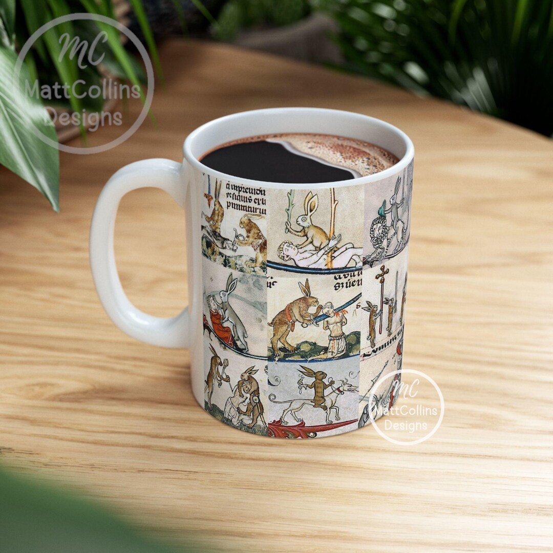 Medieval Battle Bunnies Mug Medieval Rabbits Mug Medieval Killer Rabbit ...