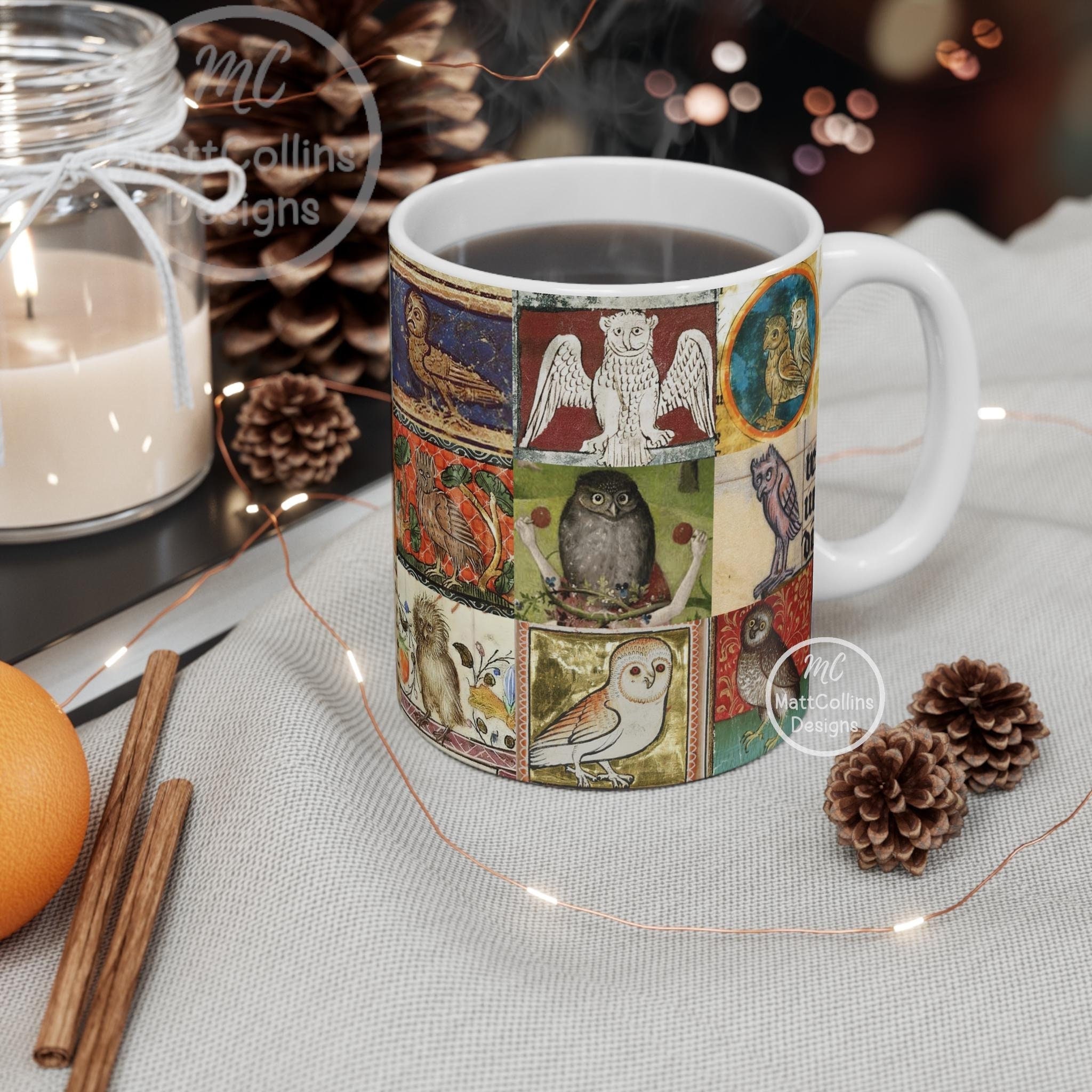 Medieval Marginalia Mug Medieval Owl Mug Marginalia Mug Medieval Bestiary Illuminated Manuscript Wei