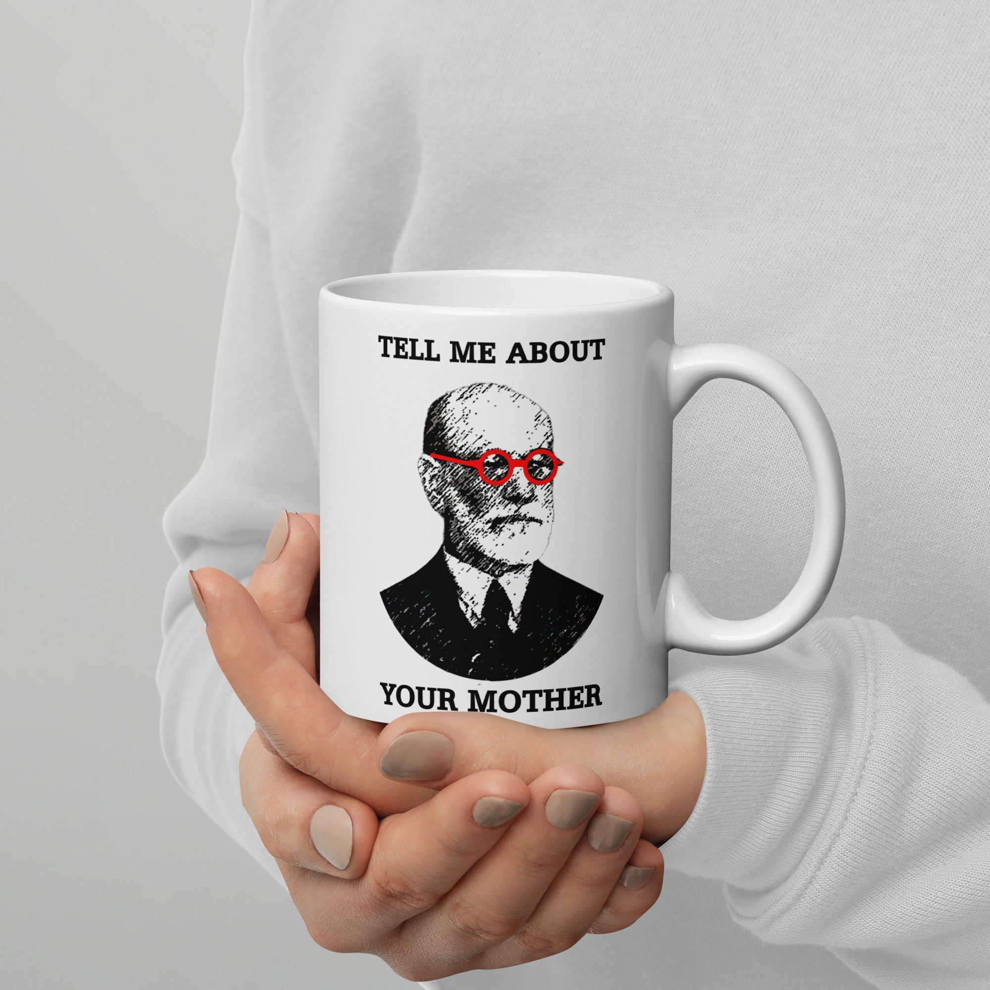 Tasse Sigmund Freud - Gorgée Freudienne - Jaune Et Rouge - Psychologie Humour - Céramique