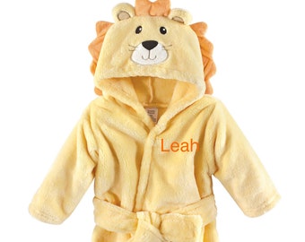 Personalized Lion Bathrobe, Hooded Baby Bathrobe, Embroidered Hooded Robe, Baby Shower Gift, Custom Baby Bathrobe, Baby/Infant Animal Robe