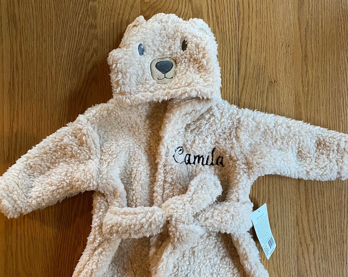 Personalized Hooded Baby Bathrobe Embroidered Hooded Cozy Etsy