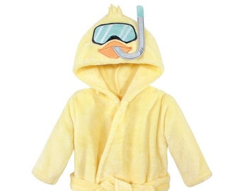 Personalized Scuba Duck Bathrobe, Larger Sizes!! Hooded Baby Bathrobe, Embroidered Hooded Robe/Pool & Beach CoverUp, Baby/Infant Animal Robe