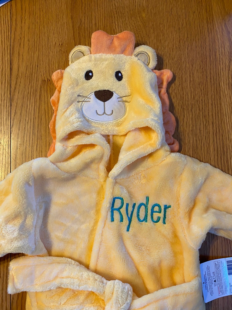 Personalized Lion Bathrobe Hooded Baby Bathrobe Embroidered Etsy