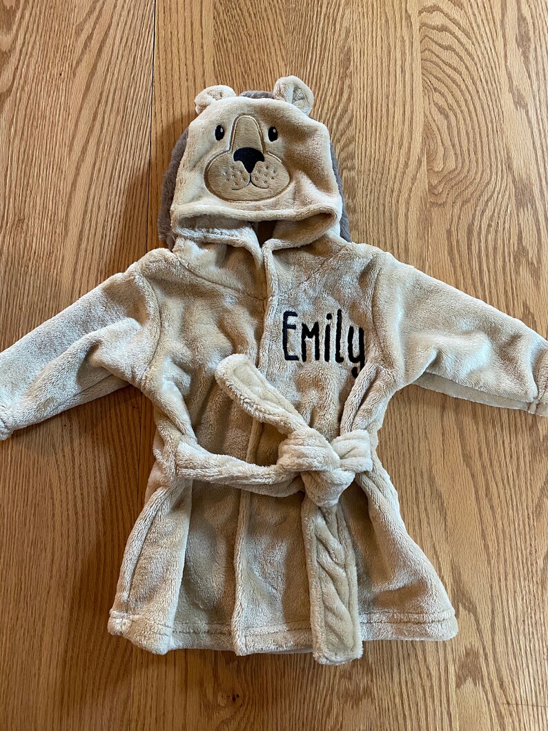 Personalized Lion Bathrobe Hooded Baby Bathrobe Embroidered Etsy