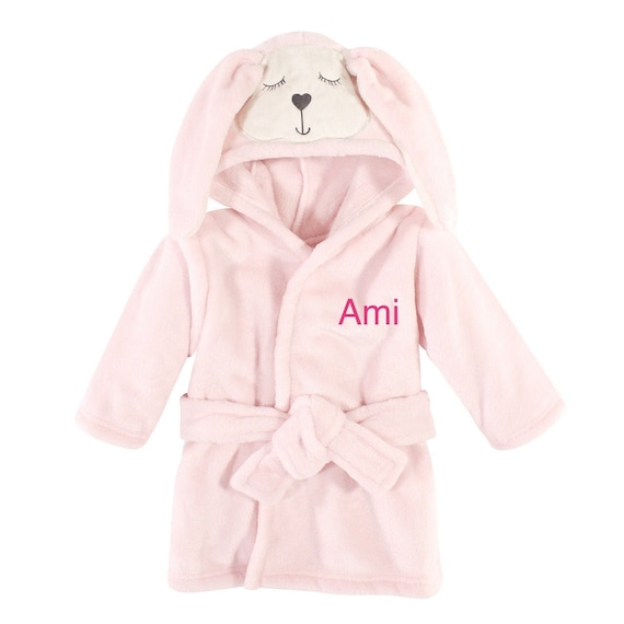 Personalized Hooded Baby Bathrobe Modern Bunny Embroidered | Etsy