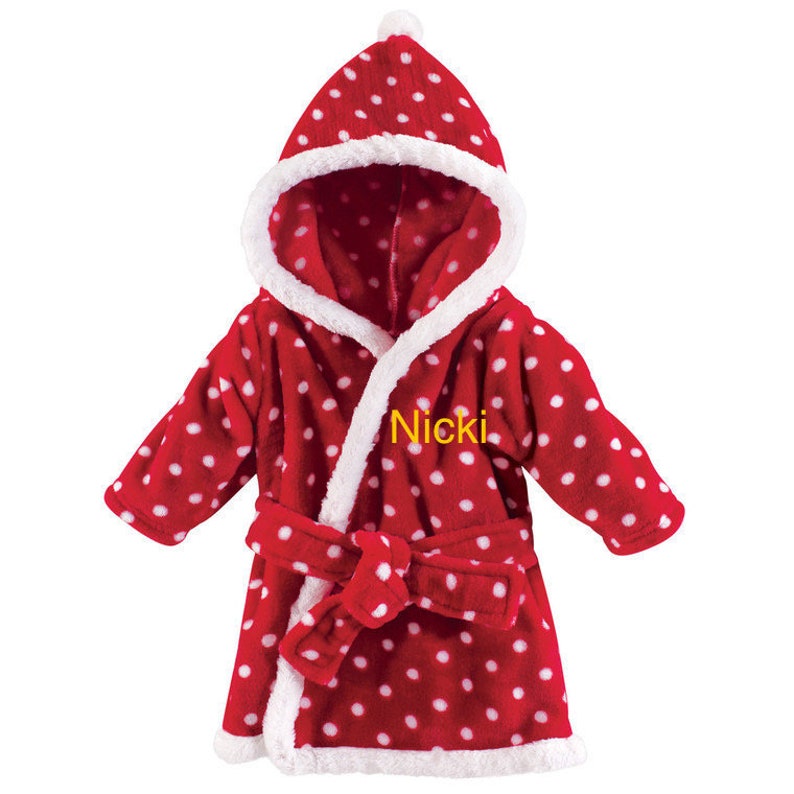 Personalized Polka Dot Robe/hooded Baby Bathrobe/embroidered Etsy
