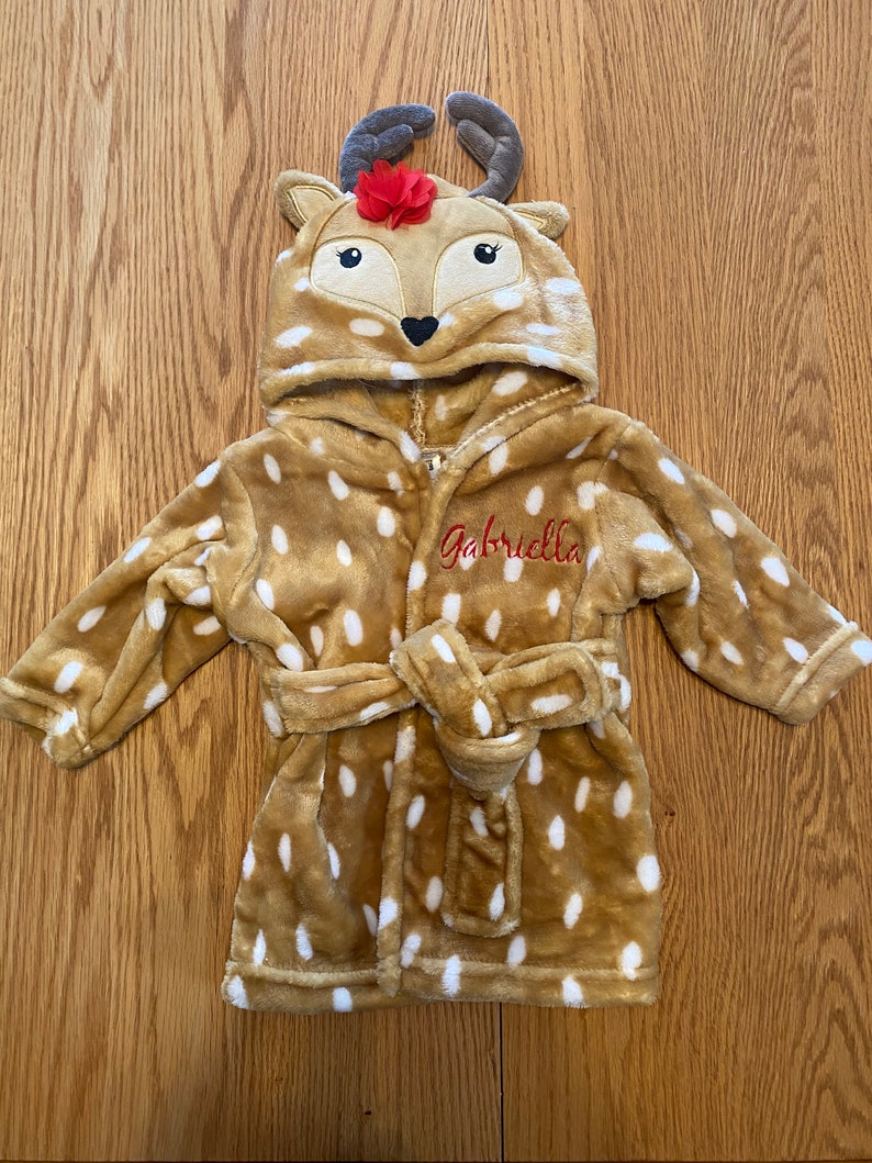 Personalized Girl Reindeer Robe/Hooded Baby Etsy