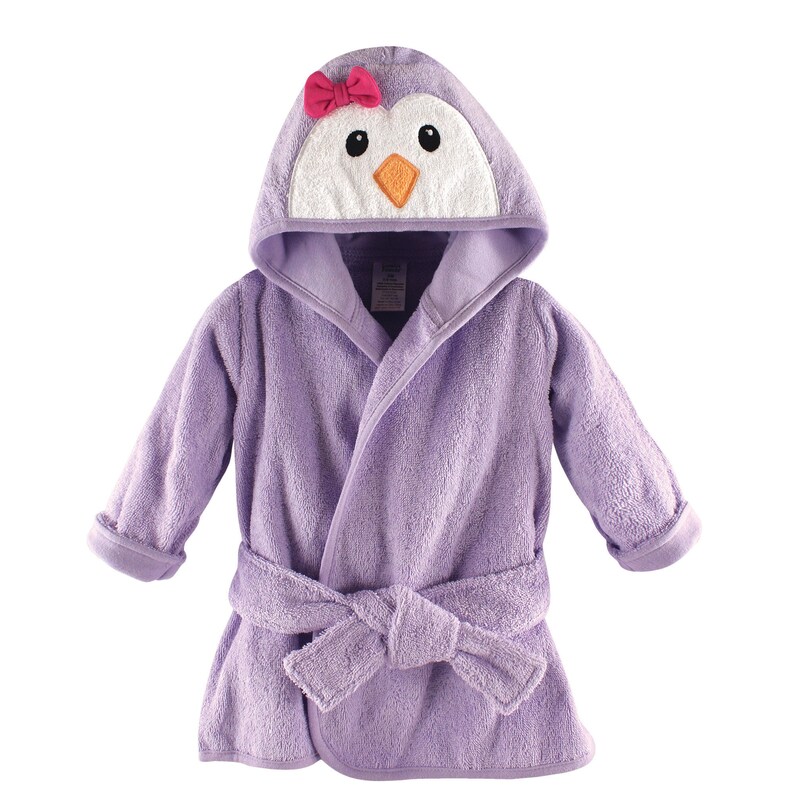 Personalized Hooded Terry Baby Bathrobe Embroidered Penguin Etsy