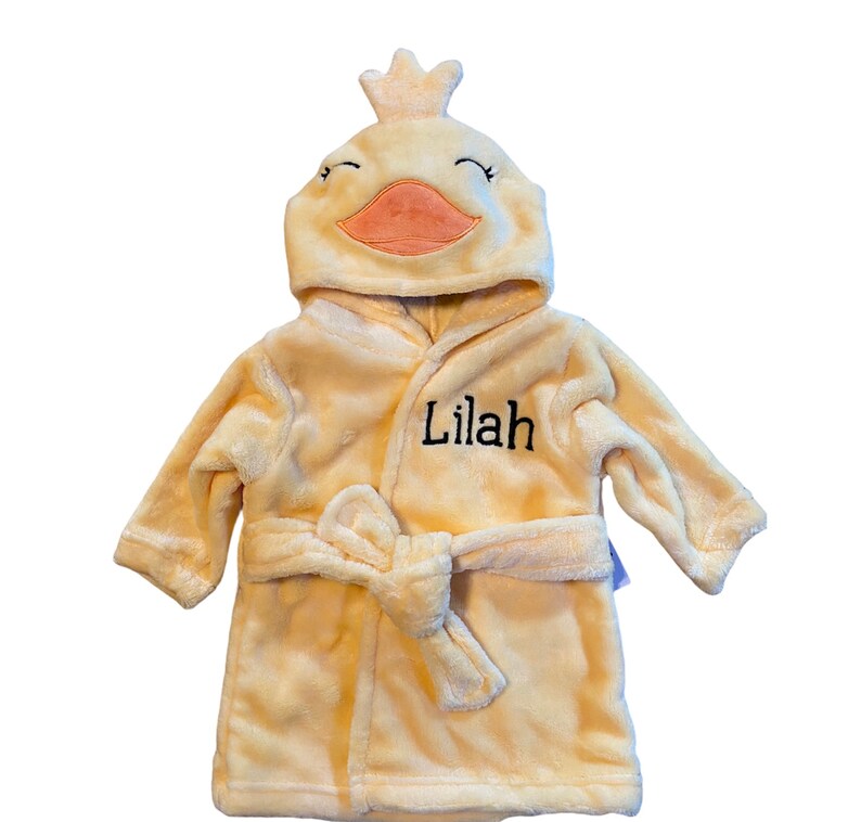 Personalized Hooded Baby Bathrobe/embroidered Yellow Duck Etsy