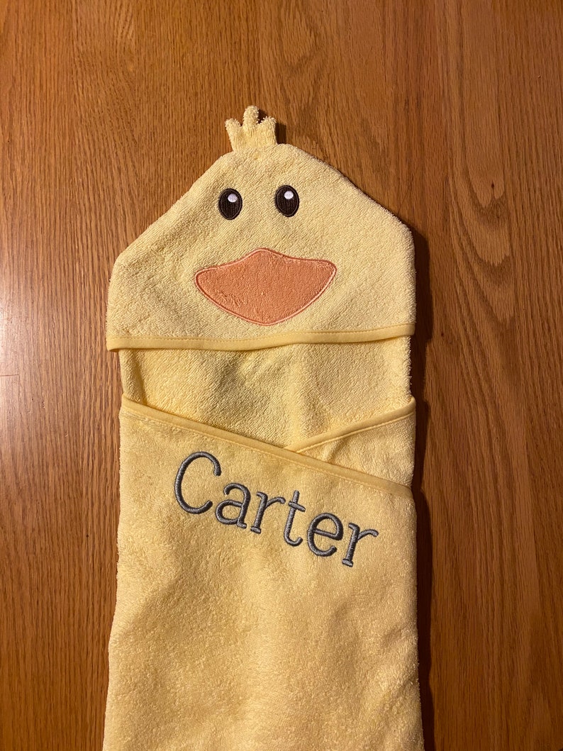 Personalized Hooded Towel Hooded Yellow Duck Baby Towel Etsy