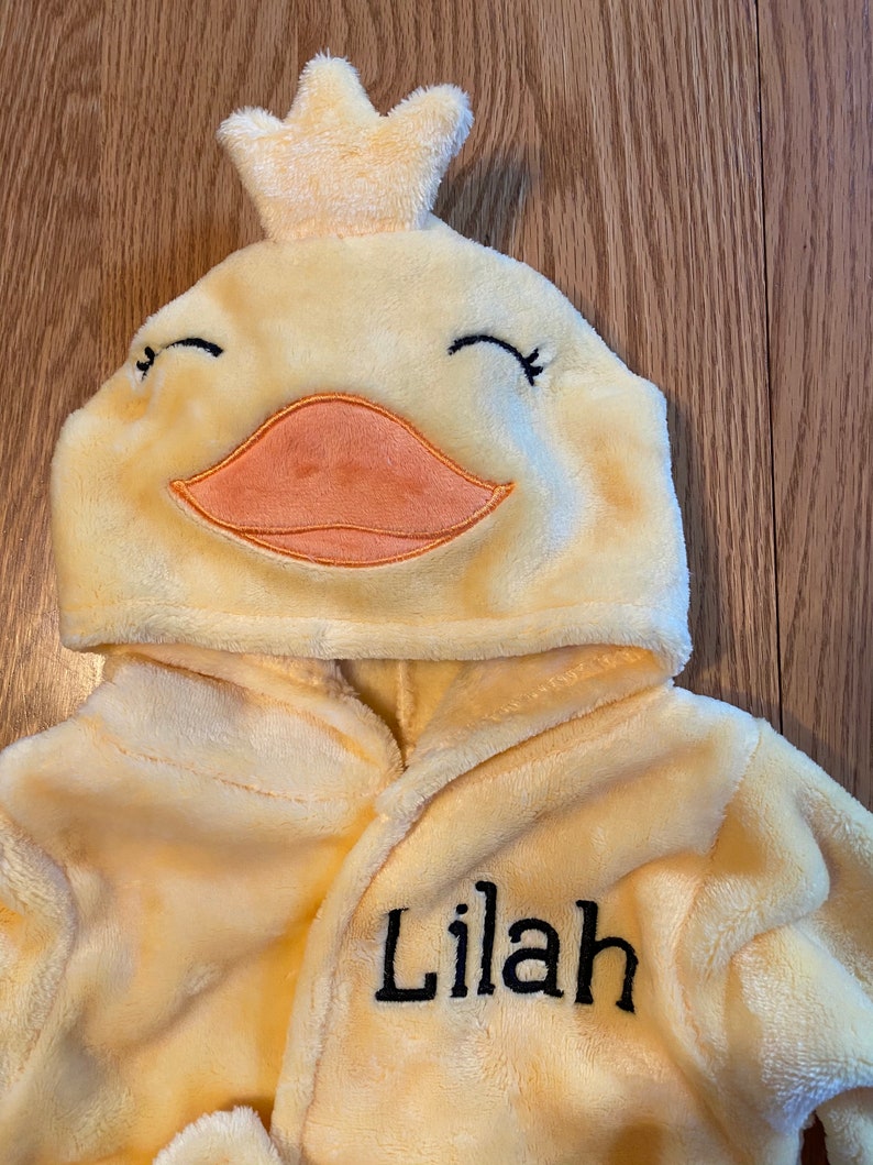 Personalized Hooded Baby Bathrobe/embroidered Yellow Duck Etsy