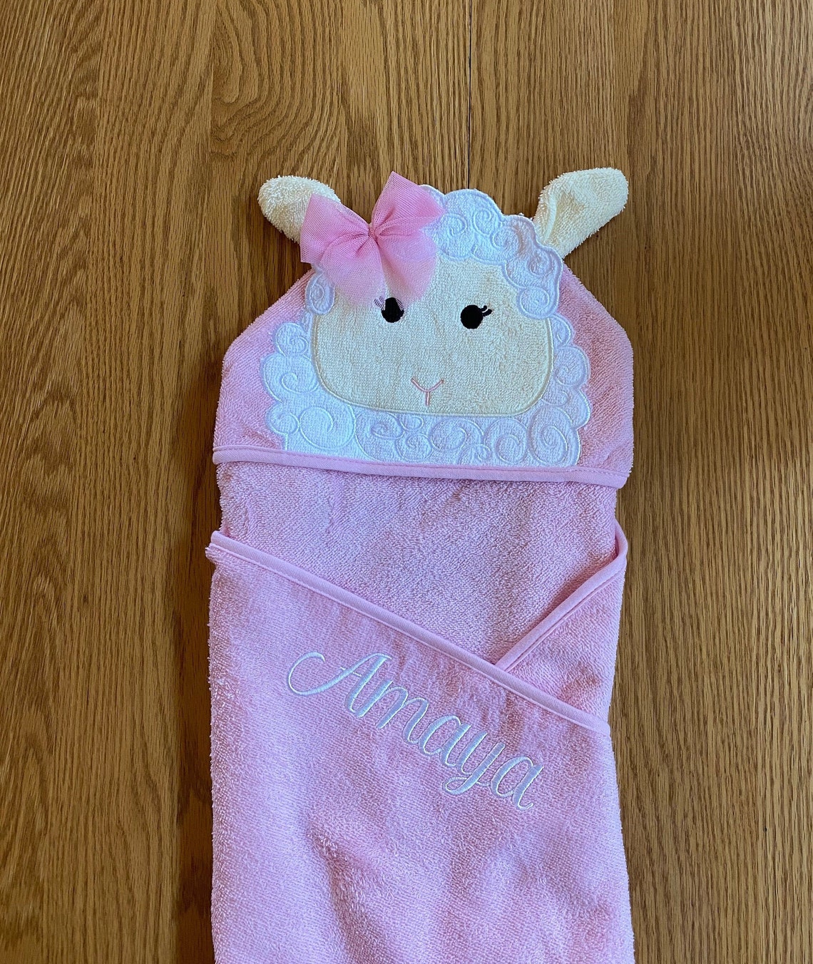 Personalized Little Lamb Hooded Towel Hooded Baby Towel Etsy