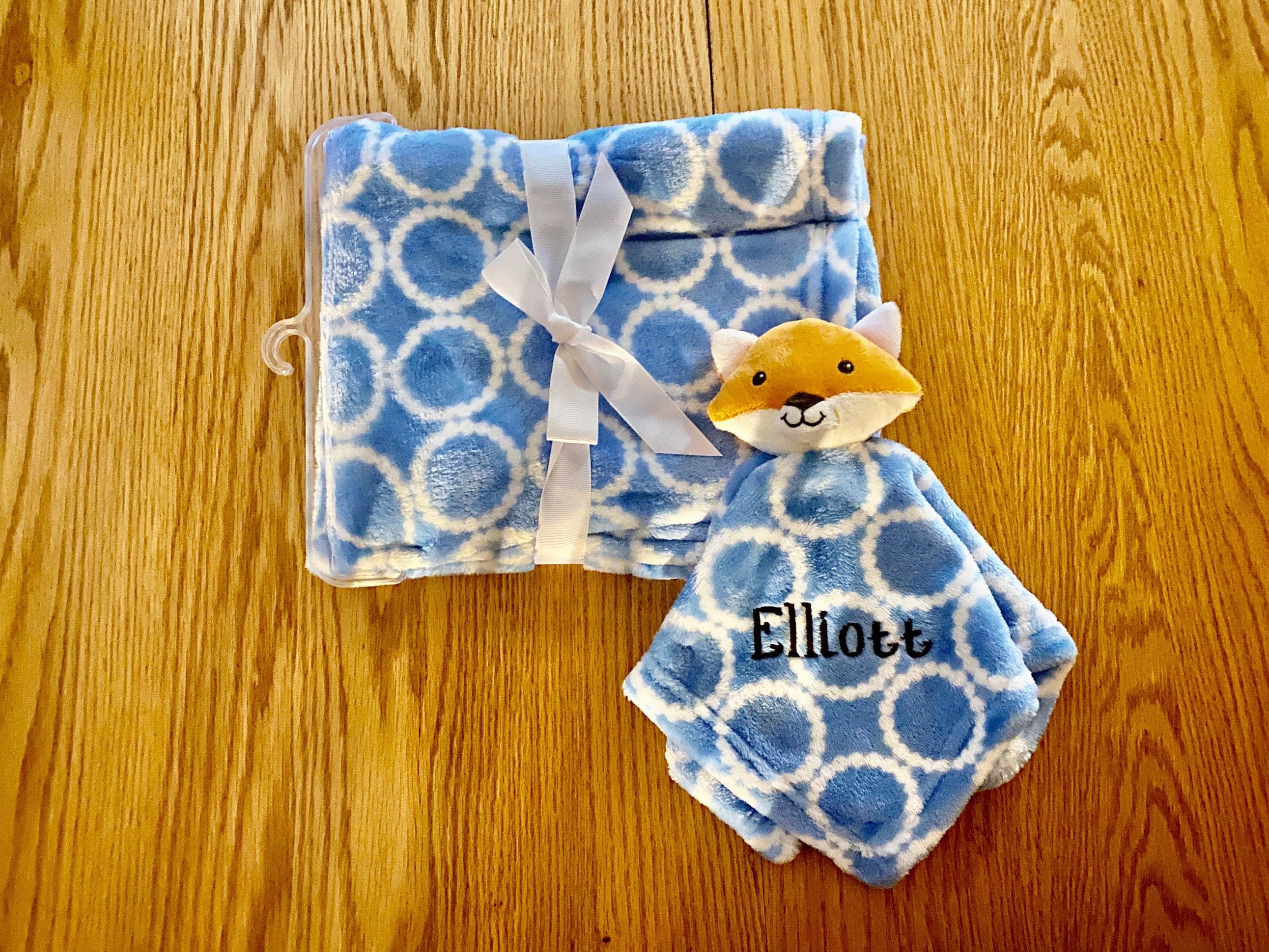 Personalized Embroidered Light Blue Baby Blanket & Fox Etsy