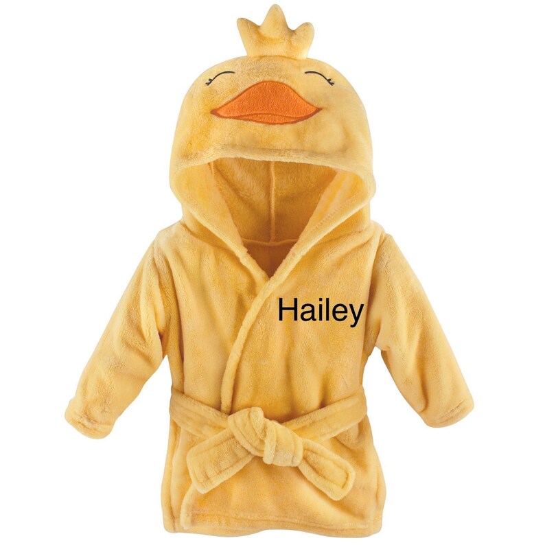 Personalized Hooded Baby Bathrobe/embroidered Yellow Duck Etsy