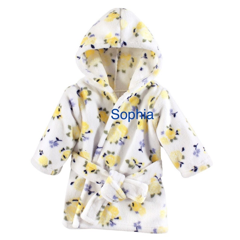 Personalized Yellow Floral Robe/hooded Baby Bathrobe Etsy